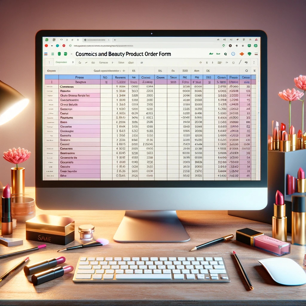 Downloadable Cosmetics and Beauty Product Order Form in Google Sheets