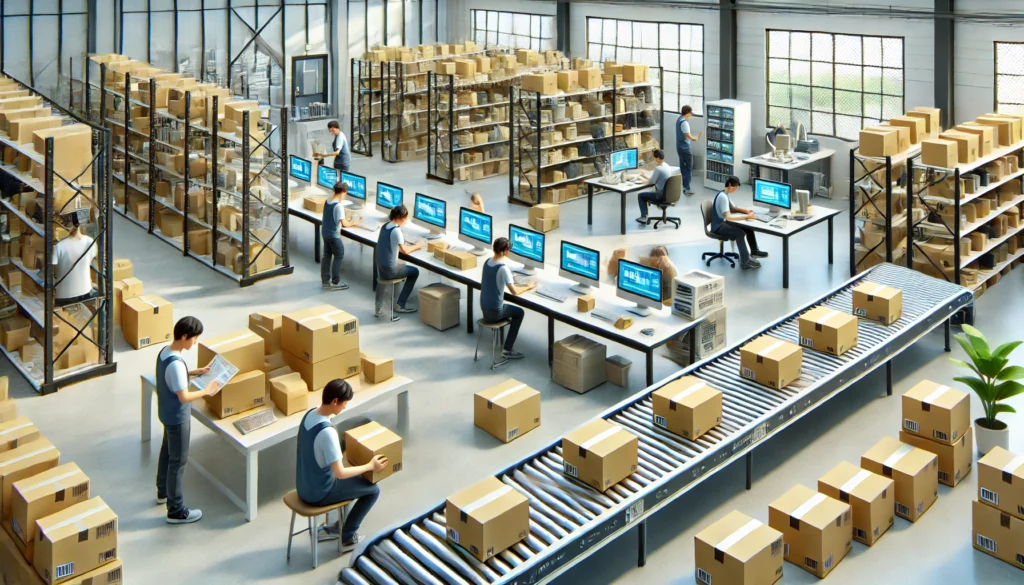 people working in warehouse